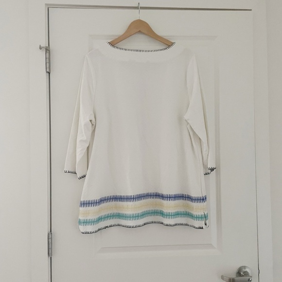 Soft Surroundings Whipstitch Multicolor Trim Tunic Top 1X - Picture 3 of 7